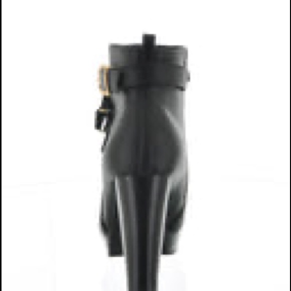 Faux Leather Black Platform Chunky Heel Ankle Boots Bootie size:9 - Picture 7 of 8